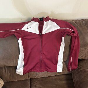 Nike dri-fit maroon and white zip up (no hood)